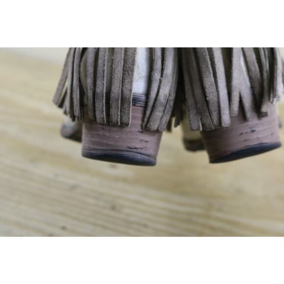 Sterling River Boots Womens 5.5M White Distressed Leather Tassel Western Ankle - Picture 16 of 16